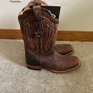J.B. Dillon Brown Cowboy Boots with Decorative Stitching